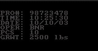 Lift Truck Scale Operator Log-In screen