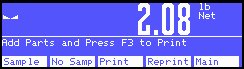 ITRAX Weigh-Tronix PC-820 Counting Application prompting the operator to press the Print key to print a label and store the transaction